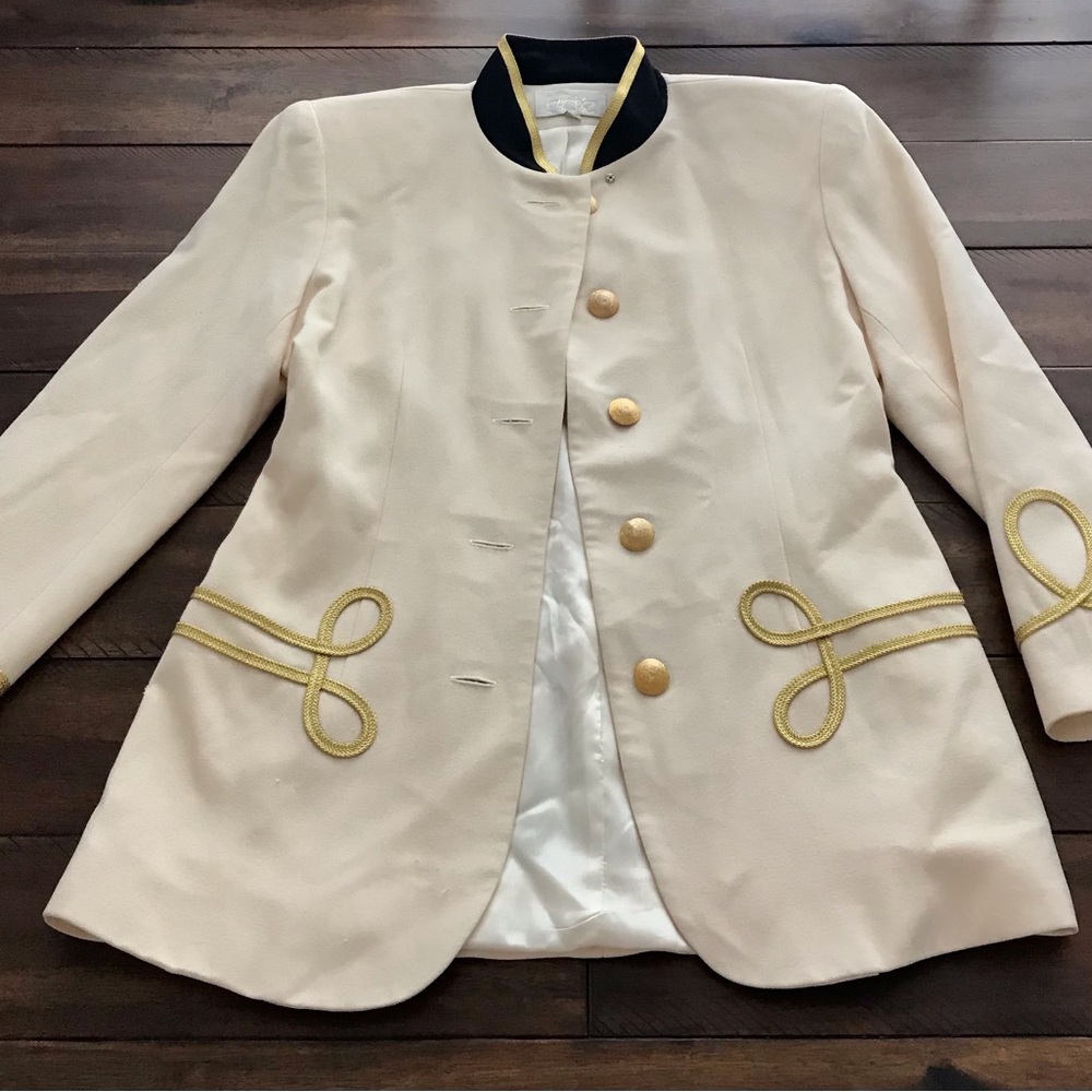 Vintage Cache Ivory Black and Gold Blazer, Ringmaster,Toy Soldier Costume Jacket